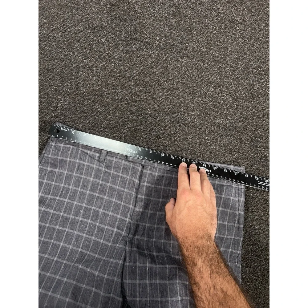 Banana Republic Pants Men 34x30 (Fits 36x29) Gray Linen Windowpane Dress Preppy